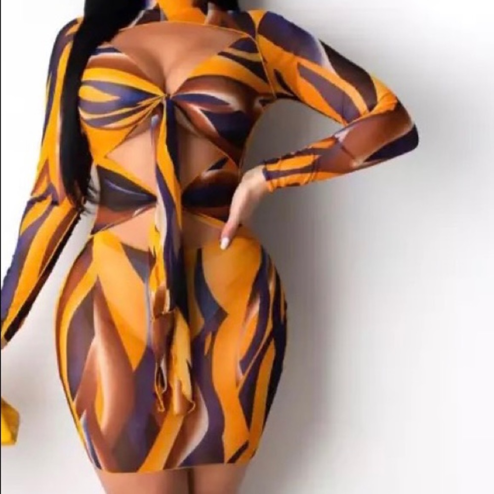 Mesh three way tie dress